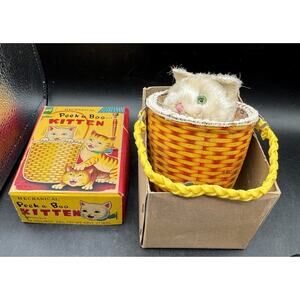 Vintage 1950s Peek-A-Boo Kitty InaKita (Japan) Wind Up Toy In Original Box! -T13